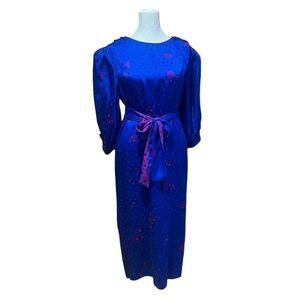 Flora Kung Vintage Blue and Purple Silk Dress